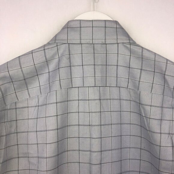 Egara Windowpane Print Long Sleeve Men's Dress Shirt Size 15-15 1/2 - Picture 9 of 11